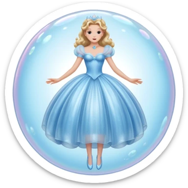 The bubble dress is typically a voluminous ball gown, designed to make Glinda look like she’s literally floating in a bubble. It features:  Pale blue or shimmering white-blue hues  sticker