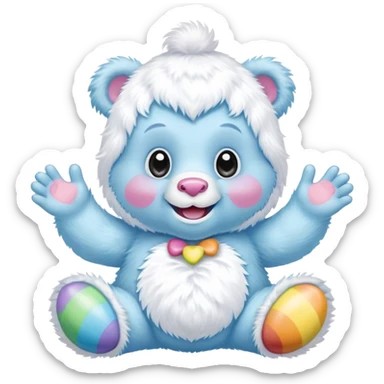 easter rainbow baby care bear  yeti sticker