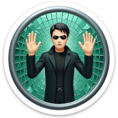 Matrix scene when neo touched the mirror  sticker