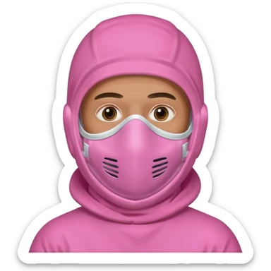 man in pink protection clothes with full-faced pink mask covered whole face sticker