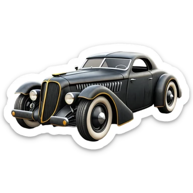  the animated series Batmobile loosely based on 1936 cord 812 (flat long faceted body) stealthy understated rat rod  sticker