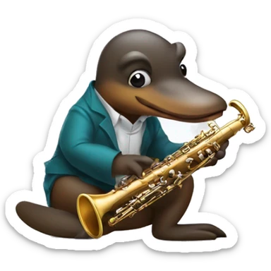 Platypus trying to playing oboe sticker