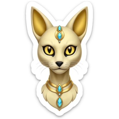 Skeletal skull-faced slim elegant thin beautiful Bastet-Umbreon-Solgaleo-Salandit-fusion sticker