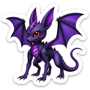 Gothic Edgy Vampiric Badass Cool Black and Purple Batty Genesect-Umbreon-Salandit-Fakémon-hybrid-creature (full body)  sticker