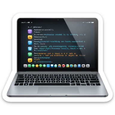 laptop with coding app open sticker