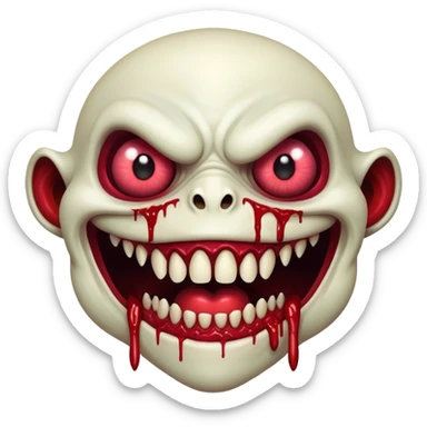 Analogue horror Blood scary exe lost media mutant monster face experiment zone 51 monster with long teeth in just ipnone style sticker