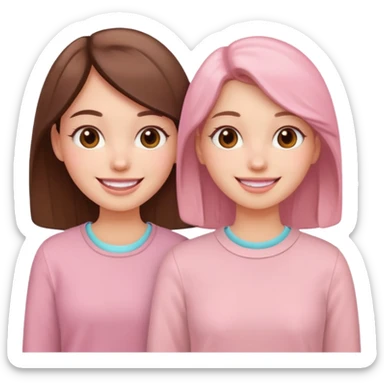 girlfriends with pastel pink and brown clothes sticker