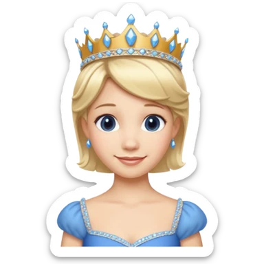 Princess in Blue Dress with Tiara, short Blonde Hair sticker