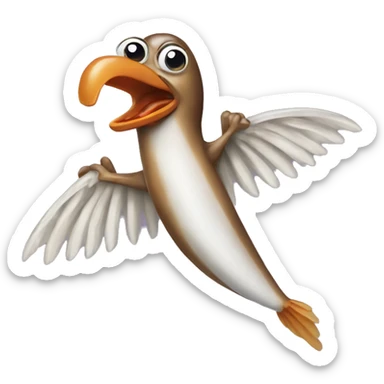 flying anchovy eating a chicken wing sticker