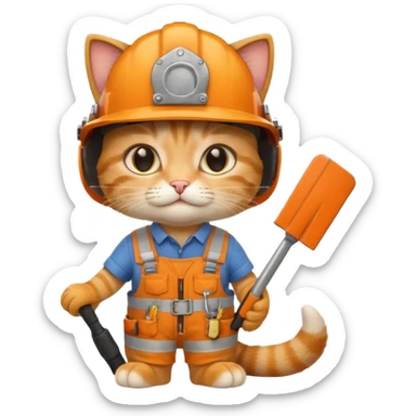 cat, handyman Outfit, wearing a Helmet sticker