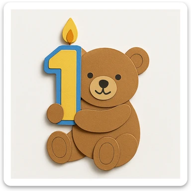 Refine the bear's tummy area to look more visually appealing and well-shaped, keeping the paper-craft style and all previous changes sticker