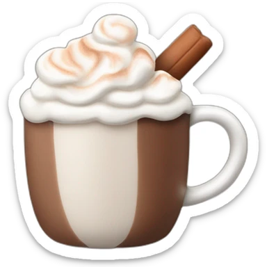 mug of hot chocolate with marshmallows and whipped cream sticker