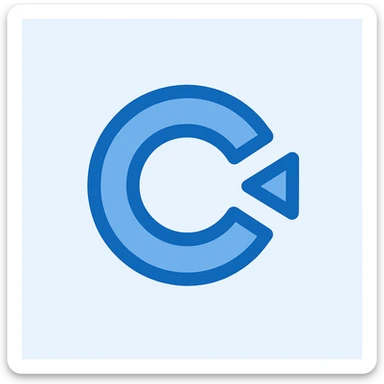 Create a very simple, minimal flat color clip art style logo of Construct 3. Use blue color only, no text included. The style should be clean and minimalistic with flat colors. sticker