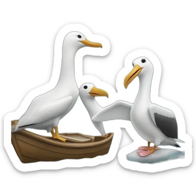 two albatrosses and one sailboat sticker