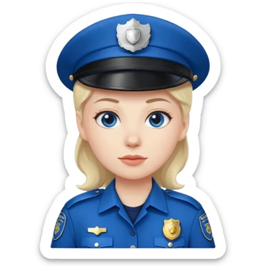 female police officer with blue buckle sticker