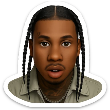 Convert this photo into a realistic emoji closely resembling the original person with detailed facial features and natural skin tones. Remove the background entirely, isolating the subject on a transparent background. sticker