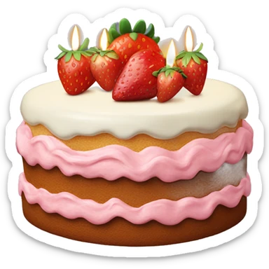 Birthday cake with strawberry sticker