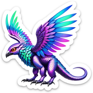 Tropical futuristic lush warm-colored modern colorful neon-colored cyber-Fakémon-Digimon-Trico-creature sticker