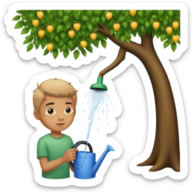 18 year old boy watering a tree sticker