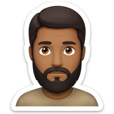 head only of a man with dark long hair and a beard sticker