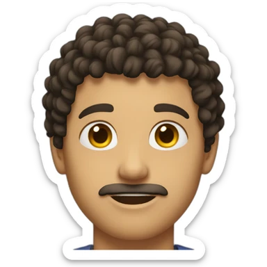 a man with short dark curly hair, a gold earing sticker