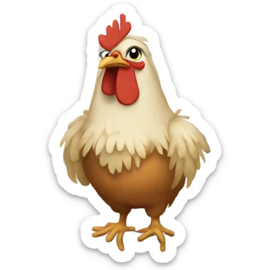 A sad chicken in jail sticker