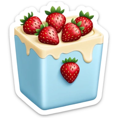 Strawberries in white chocolate in a pale blue package sticker