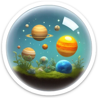 Solar system inside terrarium sticker