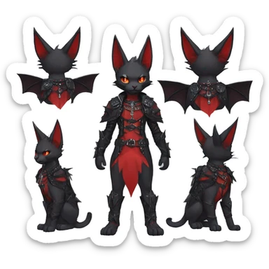cool edgy black punk red ethereal fantasy nargacuga-bat-cat-Fakemon collar harness full body sticker