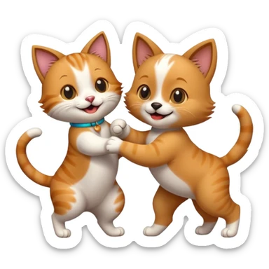 Cat dancing with a dog sticker