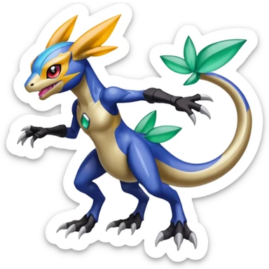 Meloetta-Greymon-Inteleon-Greninja-Pokémon-Digimon-Fakémon-fusion-hybrid-creature sticker