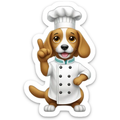 Dog chef with a hand with one finger up asking you to wait sticker