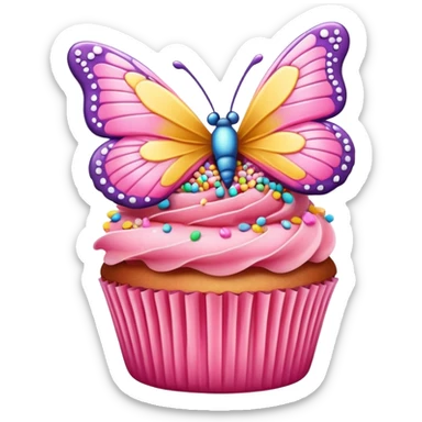 Cupcake with butterfly wings sticker