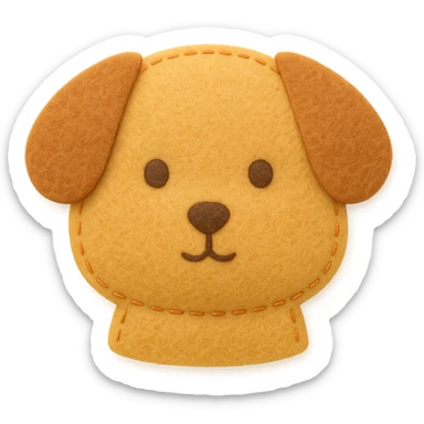 <StylePrompt>
  <Name>Minimal Felt Appliqué Icon</Name>
  <Description>
    A simplified plush icon style with soft felt textures, minimal facial features, and gentle stitching. Focuses on iconic shapes with low visual complexity for maximum clarity at small sizes.
  </Description>
  <VisualProperties>
    <Material>Felt</Material>
    <Texture>Soft, matte surface with faint fiber detail</Texture>
    <Stitching>
      <Type>Thin thread</Type>
      <Color>Muted orange or brown</Color>
      <Pattern>Sparse edge stitching only</Pattern>
    </Stitching>
    <Padding>Low to moderate—slightly puffy but not high-relief</Padding>
    <Edges>Smooth, rounded</Edges>
    <ColorPalette>
      <Primary>Warm yellows, oranges, and browns</Primary>
      <Accent>Minimal dark brown for eyes and nose</Accent>
      <Background>Plain or soft gradient, off-white preferred</Background>
    </ColorPalette>
  </VisualProperties>
  <FacialFeatures>
    <Eyes>Small circles, dark brown</Eyes>
    <Nose>Simple dot or triangle</Nose>
    <Mouth>Omit or use curved line only</Mouth>
    <DetailLevel>Low</DetailLevel>
  </FacialFeatures>
  <Rendering>
    <Lighting>Flat and soft, minimal shadows</Lighting>
    <Perspective>Side or front profile, no complex angles</Perspective>
  </Rendering>
  <Applicability>
    <SubjectType>Animals, objects, icons</SubjectType>
    <OutputFormat>Flat icon or patch-style asset</OutputFormat>
  </Applicability>
</StylePrompt>


{subject} = dog sticker