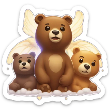 Heavenly Bear of power hanging out with his besties sticker