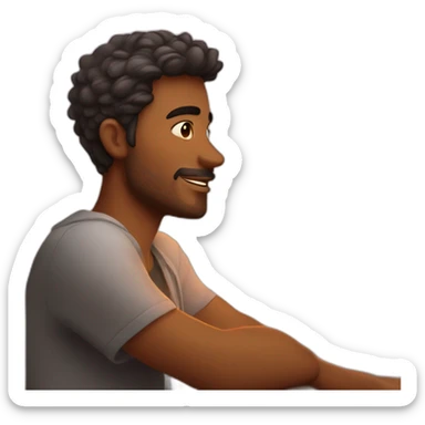 hombre mirando el atardecer sticker