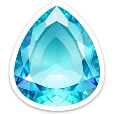 Brilliant cut blue smithsonite gem with turquoise blue tone and holographic iridescence sticker