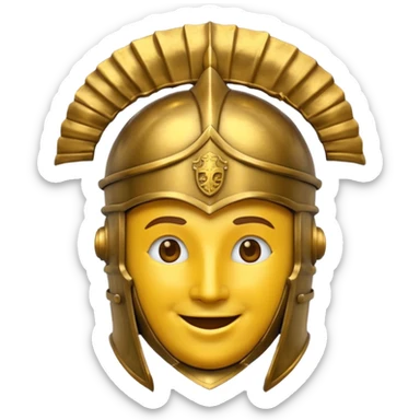 round emoji head with roman empire knight helmet sticker