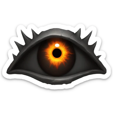Eye of Sauron with glowing orange iris, set in a dark tower of Mordor sticker