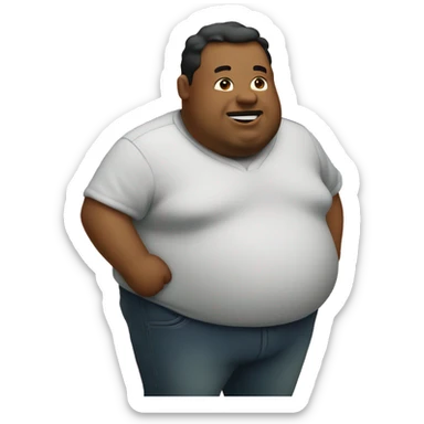 A fat guy with his stomach out  sticker