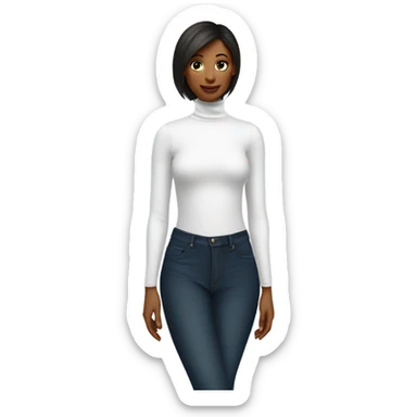 white long-sleeve turtleneck bodysuit sticker