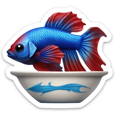 Red and blue betta fish with sauce  sticker