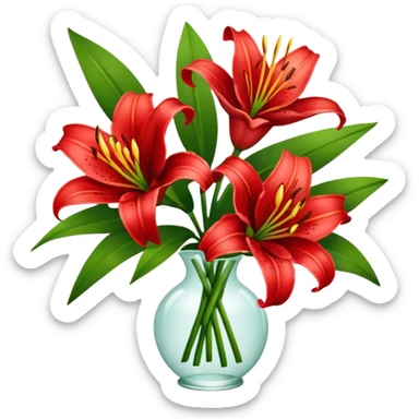 A bouquet of red lilies  sticker