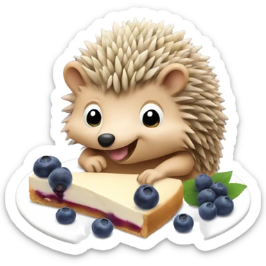 hedgehog eating blueberry cheesecake  sticker
