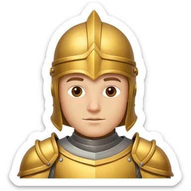 a knight in gold armor sticker