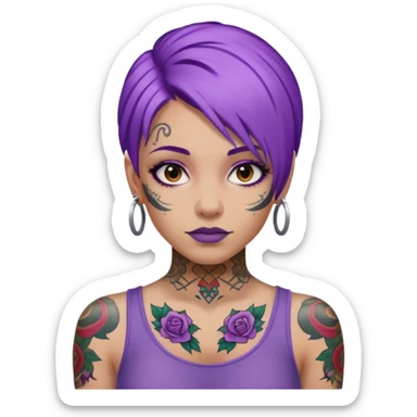 women with tatoos and hightlight that tatoos with purple hair sticker