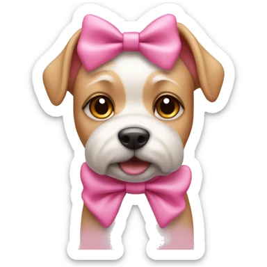 Cute pink dog with pink bow  sticker