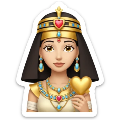 Queen of ancient Egypt holding heart  sticker