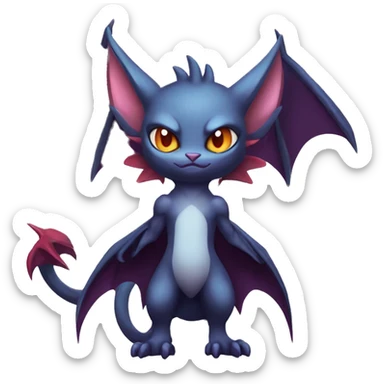  Kawaii Edgy Cool Vampiric Beautiful Noivern-Nargacuga-Litten with big Bat Ears full body sticker