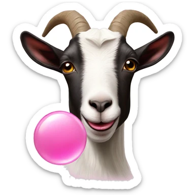 goat blowing a pink bubble gum bubble sticker